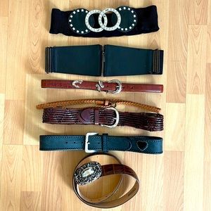 Lot of 7 Belts brighton Leather Max Azria western country glam dress fashion
